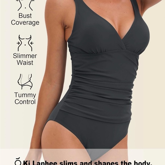 NWT Ki Laphee Black One Piece Tummy Control Swimsuit Medium - Picture 4 of 10